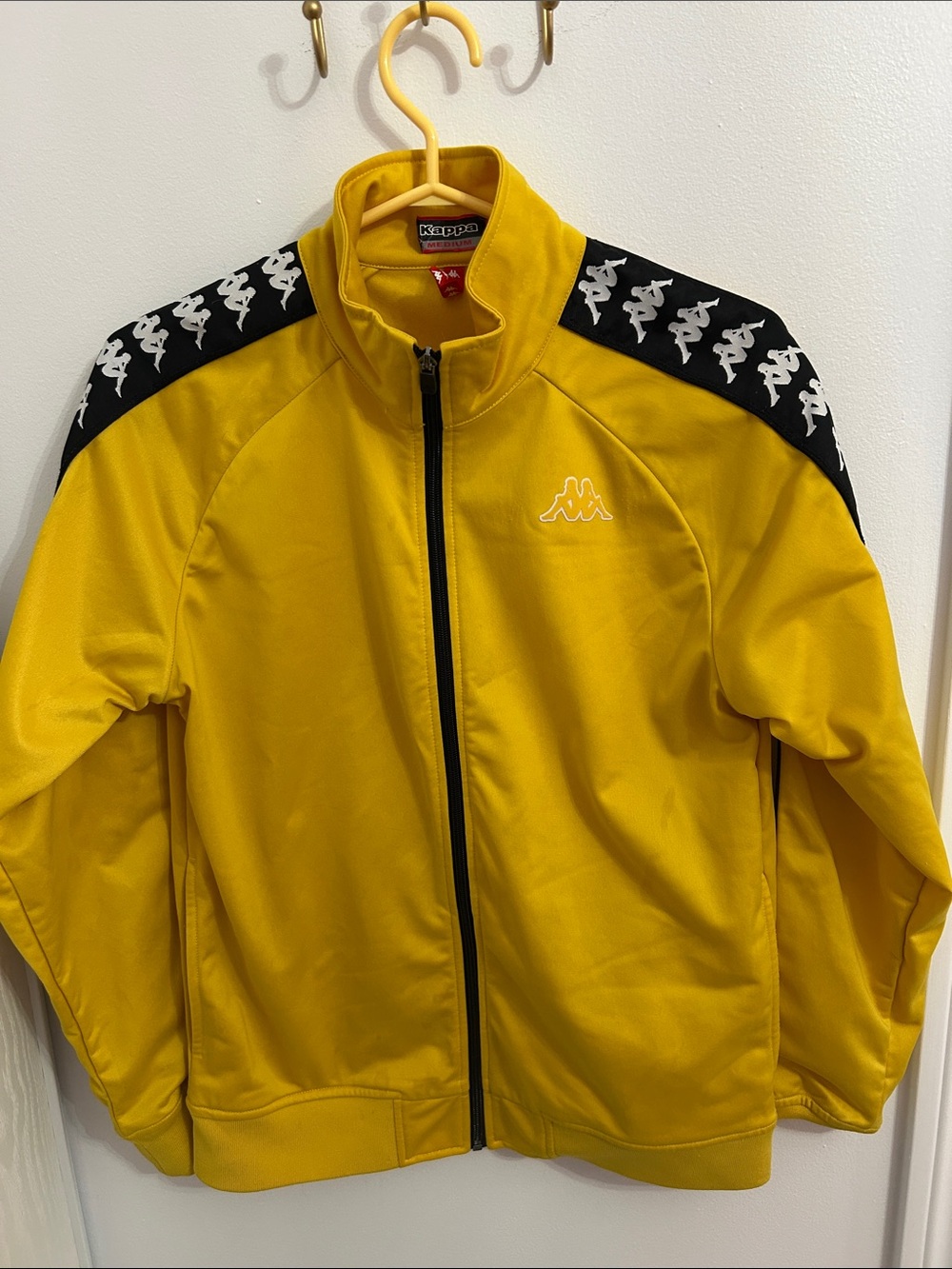 Kappa Yellow Full-Zip Track Jacket with Black Logo Tape